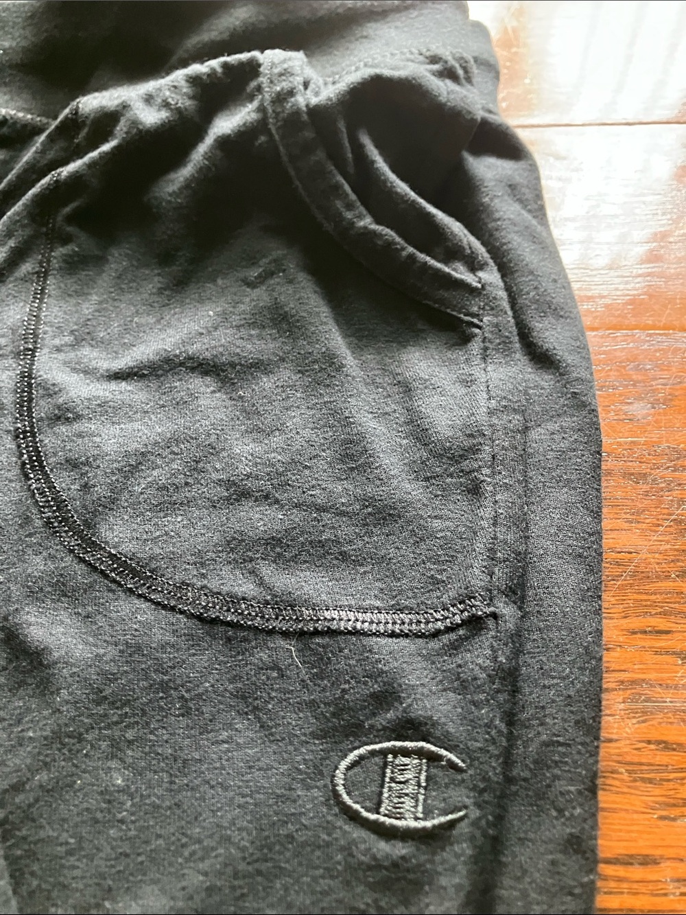 Black Champion light weight 100% cotton sweat pants with front pockets